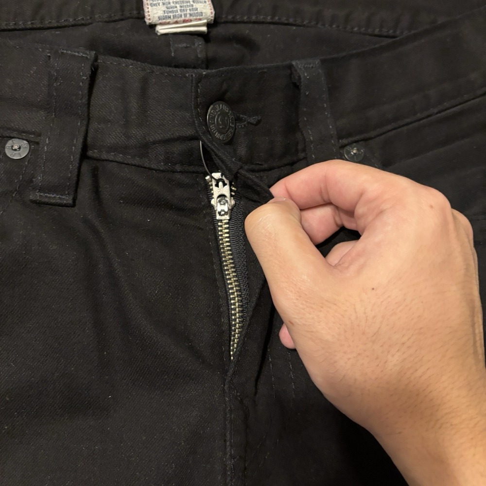 True Religion Jeans Mens 34 (fits 36x31) Black Ricky Straight Flap Pocket Denim - Picture 6 of 15